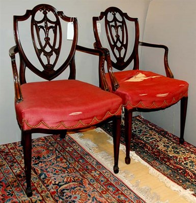 Lot 362 - Pair of George III Mahogany Open Armchairs...