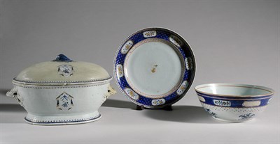 Lot 457 - Three Chinese Export Blue Decorated Porcelain...