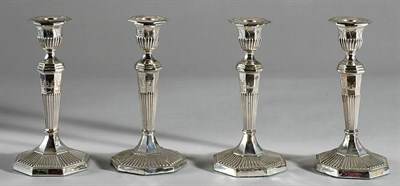 Lot 417 - Set of Four English Silver Candlesticks Height...