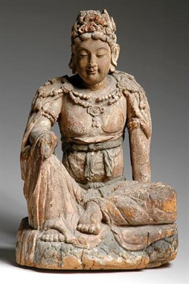 Lot 1145 - Chinese Polychrome Painted Carved Wood Figure...