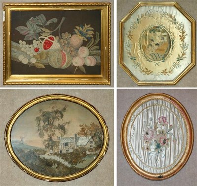 Lot 463 - Group of Four English Embroidered Pictures...