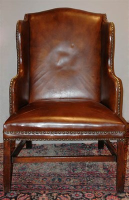 Lot 382 - George III Mahogany Upholstered Wing Chair...
