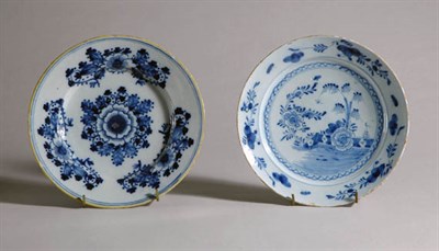 Lot 2178 - Two Dutch Delft Blue and White Plates 18th...