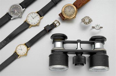 Lot 291 - Binoculars, Two Rings, Four Wristwatches.