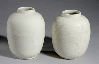 Lot 1417 - Two Chinese White Glazed Porcelain Vases;...