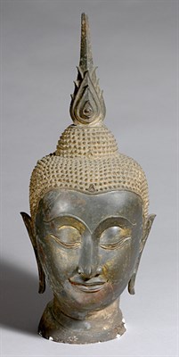 Lot 1077 - Thai Bronze Head of Buddha 19th Century Cast...