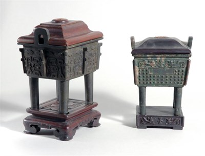 Lot 1426 - Two Chinese Bronze Censers 19th Century Each...