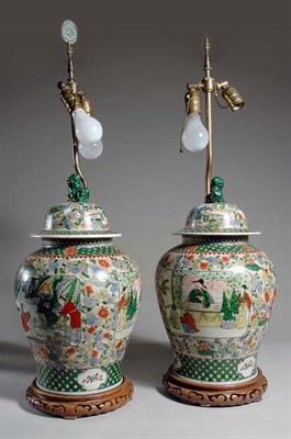 Lot 2246 - Pair of Chinese Famille Verte Porcelain...