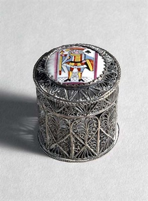 Lot 2213 - Continental Silver and Enamel Coin Box Late...