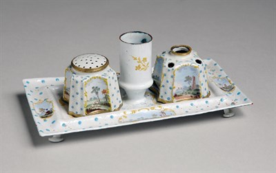 Lot 2219 - Staffordshire Enamel Standish Late 18th...