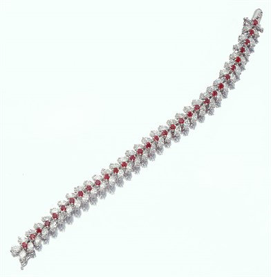 Lot 3161 - Diamond and Ruby Bracelet