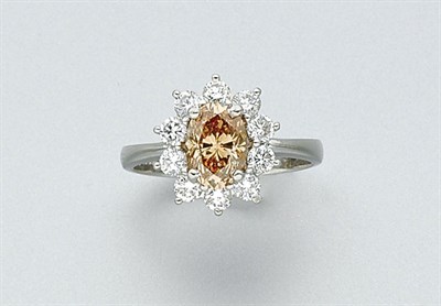 Lot 3304 - Brown Diamond and Diamond Ring
