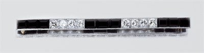 Lot 3404 - Art Deco Diamond and Black Onyx Bar Brooch