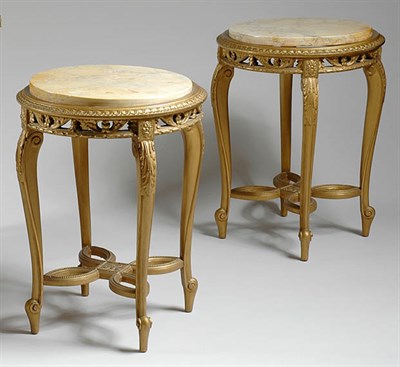 Lot 2432 - Pair of Louis XVI Style Gilt-Wood Gueridons...