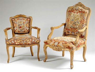 Lot 2141 - Rococo Style Carved Fruitwood Fauteuil The...