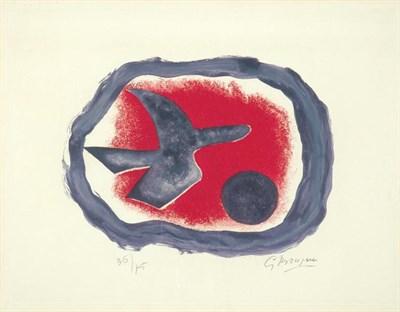 Lot 3096 - Georges Braque OISEAU SUR FOND CARMIN (VALLIER...