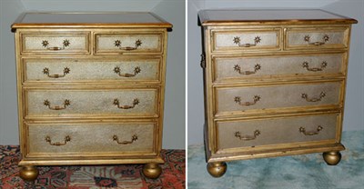 Lot 488 - Pair of Gilt Decorated Crackle Glass Chests...