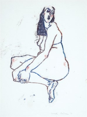 Lot 3273 - Joseph Solman [SEATED NUDE] Color monotype,...