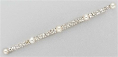 Lot 3118 - Pearl and Diamond Bar Brooch