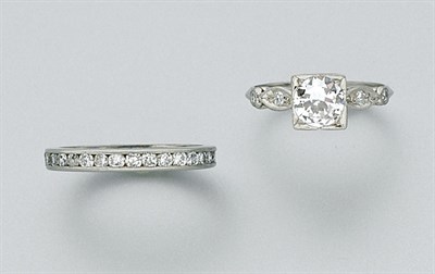 Lot 3147 - Diamond Ring and Guard Ring