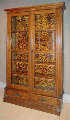 Lot 4166 - Victorian Oak Bookcase Cabinet Faux grain...