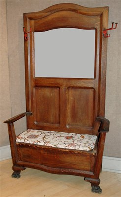 Lot 4212 - Victorian Style Oak Hall Bench Height 6 feet 8...