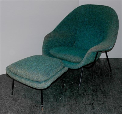 Lot 241 - Upholstered Womb Chair with Metal Legs and...