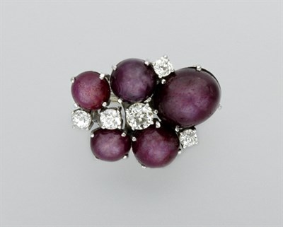 Lot 294 - Star Ruby and Diamond Cluster Ring