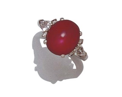 Lot 3639 - Star Ruby and Diamond Ring