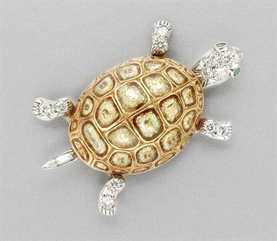 Lot 3122 - Diamond and Enamel Turtle Brooch