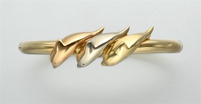 Lot 355 - Tricolor Gold Dolphin Bangle