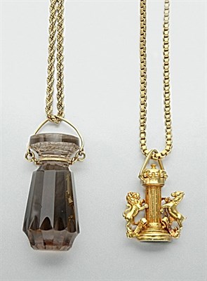 Lot 343 - Two Gold Fob Seal Pendants and Chain