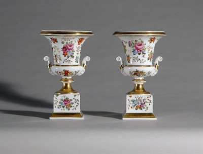 Lot 2546 - Pair of Paris Porcelain Pedestal Vases Mid...
