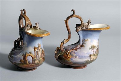 Lot 2126 - Pair of KPM Porcelain Ewers Each with...