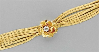 Lot 3323 - Multistrand Gold and Diamond Flower Bracelet Watch