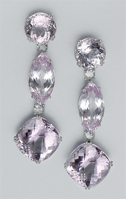 Lot 3298 - Pair of Kunzite Pendant Earrings
