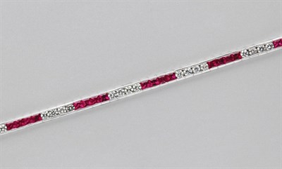 Lot 3024 - Ruby and Diamond Straightline Bracelet