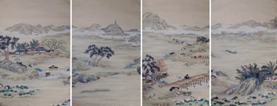 Lot 1383 - Four Chinese Hand Painted Wallpaper Panels...