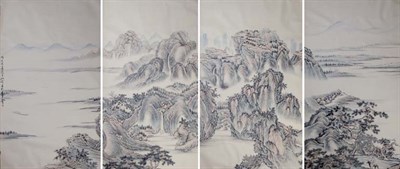 Lot 1384 - Four Chinese Painted Panels Early 20th century...