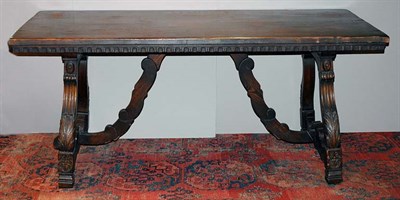 Lot 227 - Continental Oak Trestle Base Table Height 30...