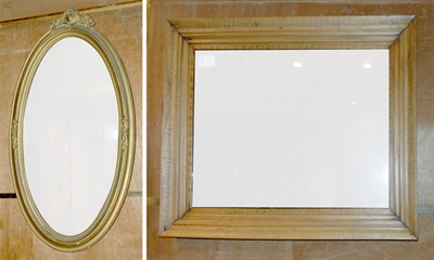 Lot 183 - Louis XV Style Painted Oval Mirror; Together...