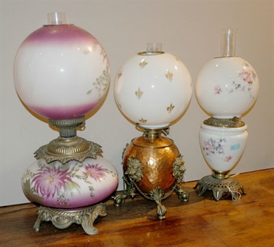 Lot 179 - Three Gone with the Wind Lamps Height of...