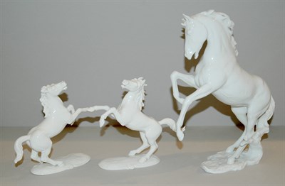 Lot 281 - Three German White Porcelain Figures of Horses