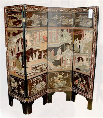 Lot 229 - Asian Coromandel Four-Panel Floor Screen...