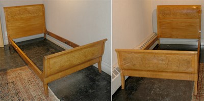 Lot 116 - Pair of Burl Wood Twin Beds Height 39 1/2...