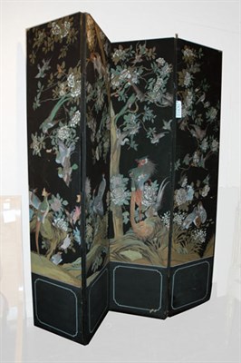 Lot 117 - Painted Canvas Four-Panel Screen Height 7 feet,...