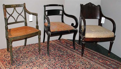 Lot 122 - Three Regency Style Armchairs Mahogany,...