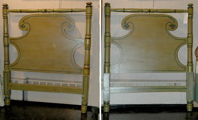 Lot 132 - Pair of Painted Twin Headboards Height 48...