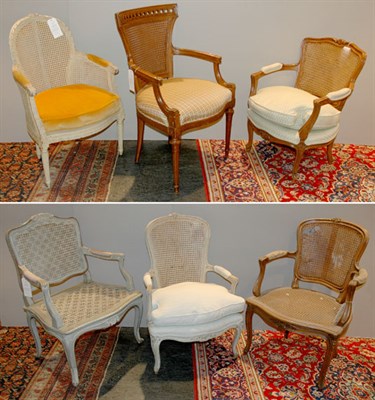 Lot 133 - Miscellaneous Group of Six Caned Armchairs...