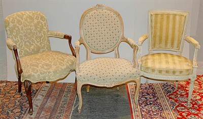 Lot 135 - Three French Style Upholstered Armchairs